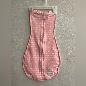 Woombie Pink Baby Swaddle with White Patterns